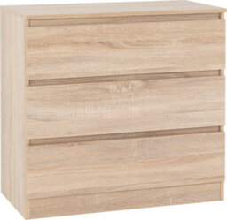 Seconique Malvern 3 Drawer Chest Sonoma Oak Effect Metal Runners - thumbnail 1