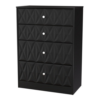 Genoa Ready Assembled Matt Black No Effect 4 Drawer Deep Chest (H)1063mm (W)766mm (D)395mm - image 1