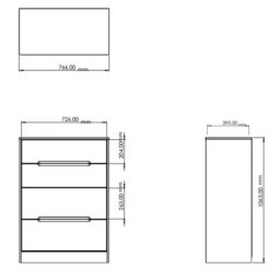Genoa Ready Assembled Matt Black No Effect 4 Drawer Deep Chest (H)1063mm (W)766mm (D)395mm - thumbnail 7