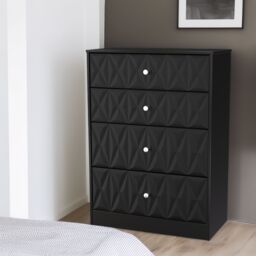 Genoa Ready Assembled Matt Black No Effect 4 Drawer Deep Chest (H)1063mm (W)766mm (D)395mm - thumbnail 3