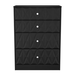Genoa Ready Assembled Matt Black No Effect 4 Drawer Deep Chest (H)1063mm (W)766mm (D)395mm - thumbnail 2