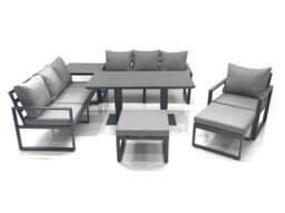 Fimous Outdoor Garden Furniture Set Aluminium Lounge Sofa Adjustable Rising Lifting Dining Table Sets With 2 Footstools Side Table - thumbnail 2