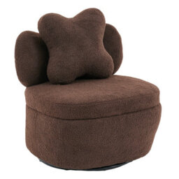 London Boutique Teddy Fleece Swivel Accent Chair, Rotating Tub Armchair, Hidden Storage, Metal Base, Living Room Chair, Coffee - thumbnail 8