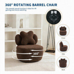 London Boutique Teddy Fleece Swivel Accent Chair, Rotating Tub Armchair, Hidden Storage, Metal Base, Living Room Chair, Coffee - thumbnail 7