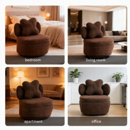London Boutique Teddy Fleece Swivel Accent Chair, Rotating Tub Armchair, Hidden Storage, Metal Base, Living Room Chair, Coffee - thumbnail 3