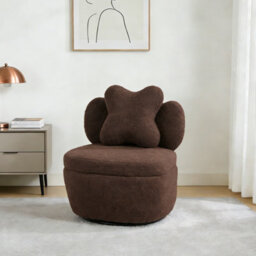 London Boutique Teddy Fleece Swivel Accent Chair, Rotating Tub Armchair, Hidden Storage, Metal Base, Living Room Chair, Coffee