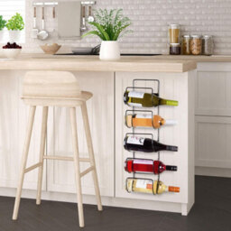 5 Bottle Wine Rack Metal Wall Mounted Kitchen & Bar Storage Shelf Space Saving Vertical Holder For Wine Bottles Includes Screws - thumbnail 6