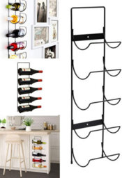5 Bottle Wine Rack Metal Wall Mounted Kitchen & Bar Storage Shelf Space Saving Vertical Holder For Wine Bottles Includes Screws - thumbnail 1