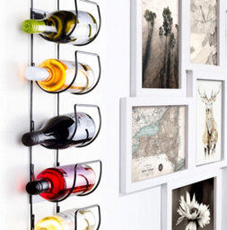 5 Bottle Wine Rack Metal Wall Mounted Kitchen & Bar Storage Shelf Space Saving Vertical Holder For Wine Bottles Includes Screws - thumbnail 2