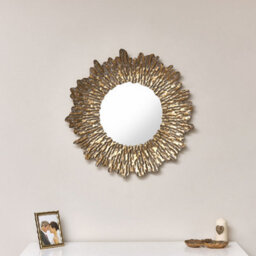 Melody Maison Large Antique Gold Round Sunburst Mirror - 74Cm X 74Cm