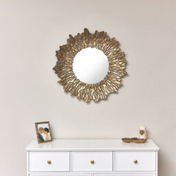 Melody Maison Large Antique Gold Round Sunburst Mirror - 74Cm X 74Cm - thumbnail 2