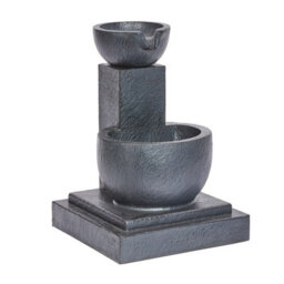 Hybrid Powered Fengshui Falls Fountain - Solar & Battery Operated Hand Painted Cascading Bowl Water Feature - H50 X W36 X D36Cm - thumbnail 2