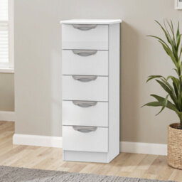 Chelsea Ready Assembled Gloss White No Effect 5 Drawer Chest (H)1075mm (W)395mm (D)415mm - thumbnail 1