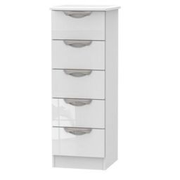 Chelsea Ready Assembled Gloss White No Effect 5 Drawer Chest (H)1075mm (W)395mm (D)415mm - thumbnail 2