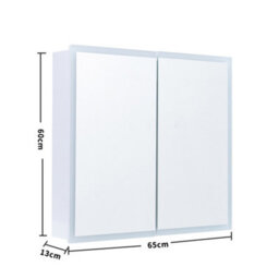 Living And Home Double Door Led Illuminated Anti Fog Mirrored Bathroom Cabinet With Touch Sensor Shaver Socket W 650mm X H 600 mm - thumbnail 5