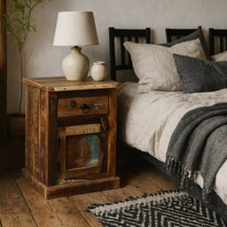 Wyld Haus Seattle Reclaimed Wood Bedside Table 1 Drawer 1 Door Rustic Coastal - thumbnail 2