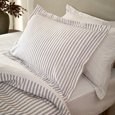 Yard Hebden Striped 100% Cotton Pillowcase Pair, Mauve, 50 X 75Cm - image 1