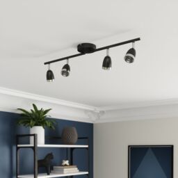 GoodHome Apheliotes Tube Matt Black & Chrome 4 Light Spotlight - thumbnail 5