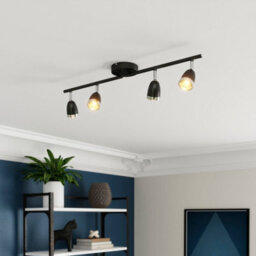 GoodHome Apheliotes Tube Matt Black & Chrome 4 Light Spotlight