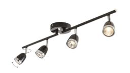 GoodHome Apheliotes Tube Matt Black & Chrome 4 Light Spotlight - thumbnail 6
