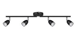 GoodHome Apheliotes Tube Matt Black & Chrome 4 Light Spotlight - thumbnail 2