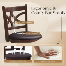 2Pcs Bar Stools Swivel Counter Height Bar Pub Stools Set - thumbnail 5