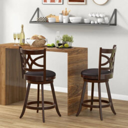 2Pcs Bar Stools Swivel Counter Height Bar Pub Stools Set - thumbnail 3
