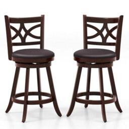2Pcs Bar Stools Swivel Counter Height Bar Pub Stools Set - thumbnail 1