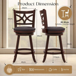 2Pcs Bar Stools Swivel Counter Height Bar Pub Stools Set - thumbnail 2