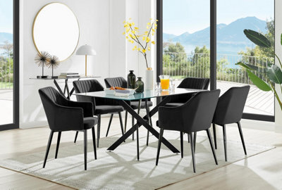 Furniturebox Uk Leonardo Black Leg Glass Dining Table & 6 Black Calla Black Leg Chairs - image 1