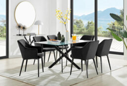 Furniturebox Uk Leonardo Black Leg Glass Dining Table & 6 Black Calla Black Leg Chairs - thumbnail 1