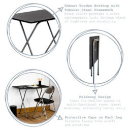Harbour Housewares Wooden Folding Desk & Chair Set - Silver/white - thumbnail 2