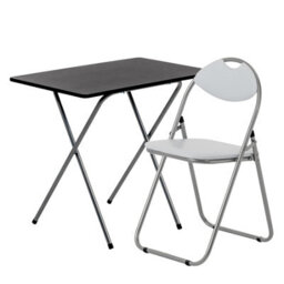 Harbour Housewares Wooden Folding Desk & Chair Set - Silver/white