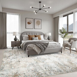 5X7 Area Rug Living Room Rug Washable Modern Abstract Soft Thin Rug Indoor Floor No Slip Stain Resistant Carpet, Brown Grey - thumbnail 3