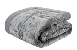Catherine Lansfield Bedroom Crushed Velvet Quilted 220X220Cm Bedspread Silver Grey