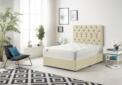 Somnior Beds Somnior Premier Beige Linen 5Ft Memory Foam Divan Bed With Mattress & Headboard - King - image 1