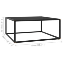 Berkfield Modern Coffee Table Black With Black Glass 80X80X35 Cm - thumbnail 5