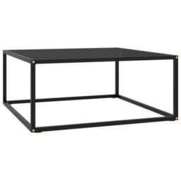 Berkfield Modern Coffee Table Black With Black Glass 80X80X35 Cm - thumbnail 2