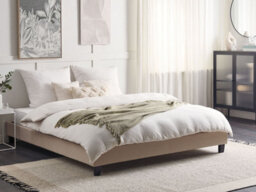 Beliani Bed Without Headboard Fabric Roanne 180 X 200 Cm (Eu Super King) Beige - thumbnail 2