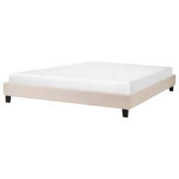 Beliani Bed Without Headboard Fabric Roanne 180 X 200 Cm (Eu Super King) Beige - thumbnail 1