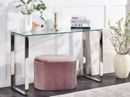 Beliani Console Table Tilon Tempered Glass Silver - thumbnail 2