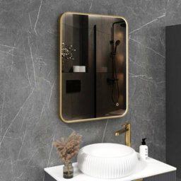 Royal Bathrooms Luxor 600 X 800mm Bathroom Mirror Led Within Frame Brass Wall Mounted Horizontal/vertical Frontlit Light Anti-Fog - thumbnail 5