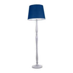 Valuelights Victoria Traditional Grey Wood Candlestick Floor Lamp With Navy Blue Tapered Shade - thumbnail 2