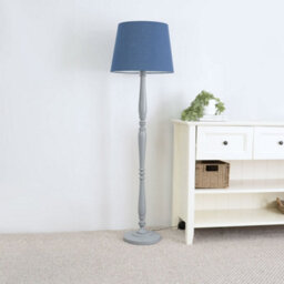 Valuelights Victoria Traditional Grey Wood Candlestick Floor Lamp With Navy Blue Tapered Shade - thumbnail 5