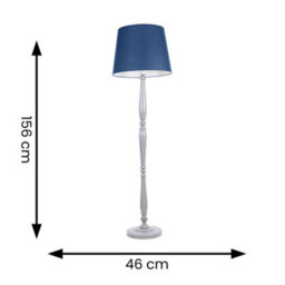 Valuelights Victoria Traditional Grey Wood Candlestick Floor Lamp With Navy Blue Tapered Shade - thumbnail 6