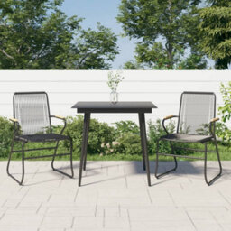 Berkfield 3 Piece Garden Dining Set Black Pvc Rattan