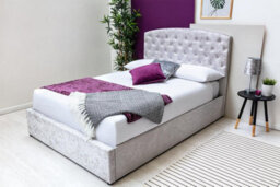 Sedgwick Silver Crushed Velvet Gas Lift Ottoman Storage Bed Double 4Ft6 - thumbnail 2