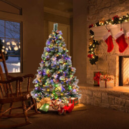 Costway 6Ft Pre-Lit Artificial Christmas Tree Hinged Xmas Tree W/ 350 Led Lights - thumbnail 3
