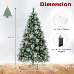Costway 6Ft Pre-Lit Artificial Christmas Tree Hinged Xmas Tree W/ 350 Led Lights - thumbnail 2