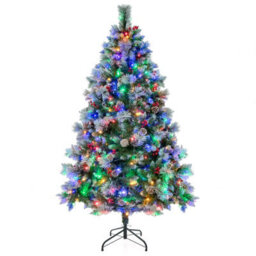 Costway 6Ft Pre-Lit Artificial Christmas Tree Hinged Xmas Tree W/ 350 Led Lights